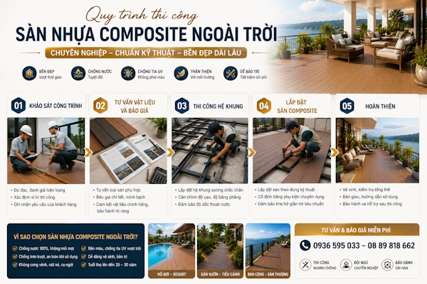 Nhận thi công sàn nhựa Composite ngoài trời tại Quảng Ngãi