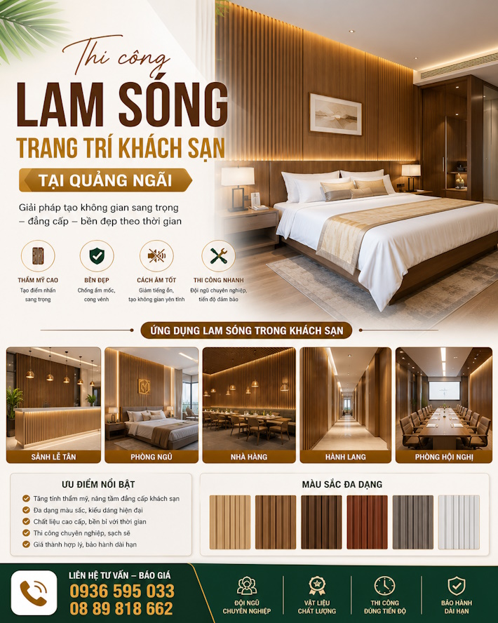 Nhận thi công lam sóng trang trí cho khách sạn