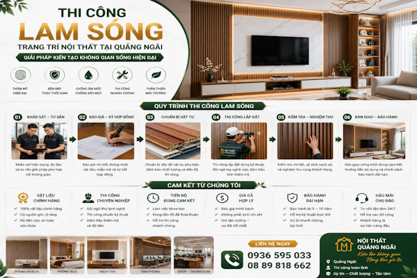 Thi công lam sóng trang trí nội thất tại quảng ngãi