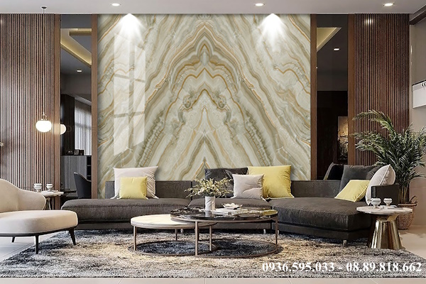 Thi công trang trí vách sofa pvc vân đá tại quảng ngãi