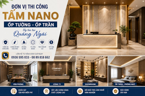 Đơn vị thi công tấm Nano ốp tường ốp trần tại quảng ngãi