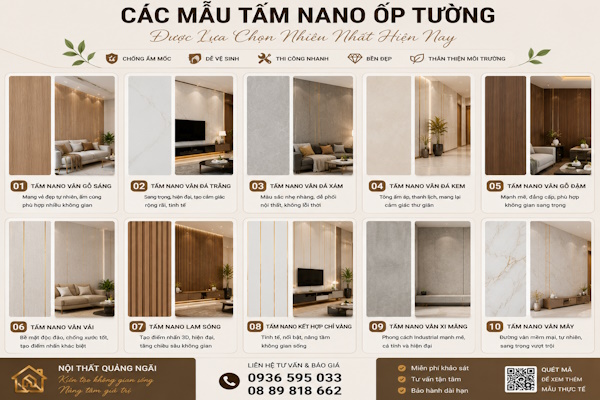 Nhận thi công báo giá tấm nano ốp tường tại quảng ngãi