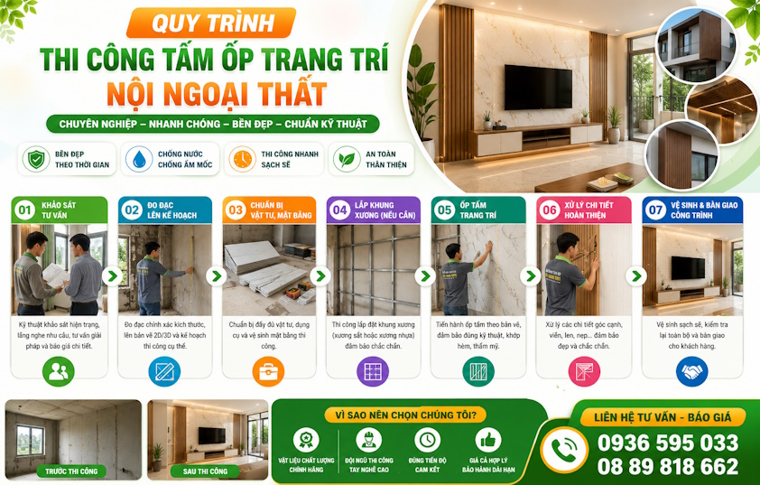 Thi công tấm ốp trang trí nội ngoại thất tại Quảng Ngãi