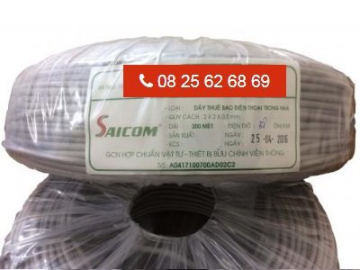 Dây cáp thoại Saicom 1 đôi trong nhà (inside 2 x 2 x 0,5mm)